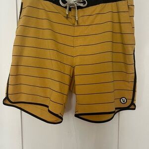 Vuori Men's Mustard Striped Board Shorts